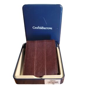 NWT Crofts & Barrow Leather Men's Slim Bifold Wallet